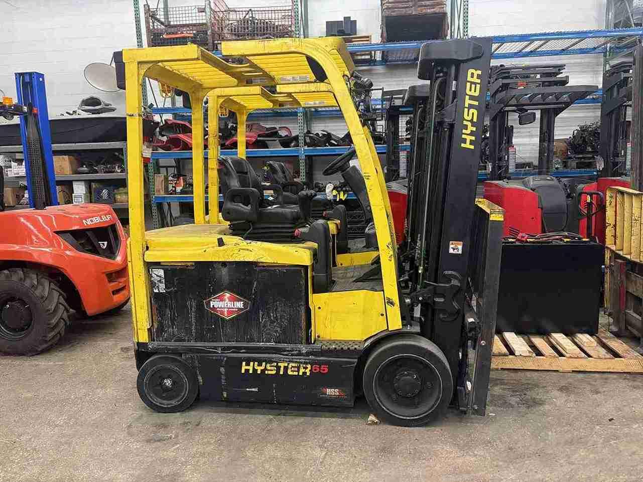 Yellow industrial forklift machine