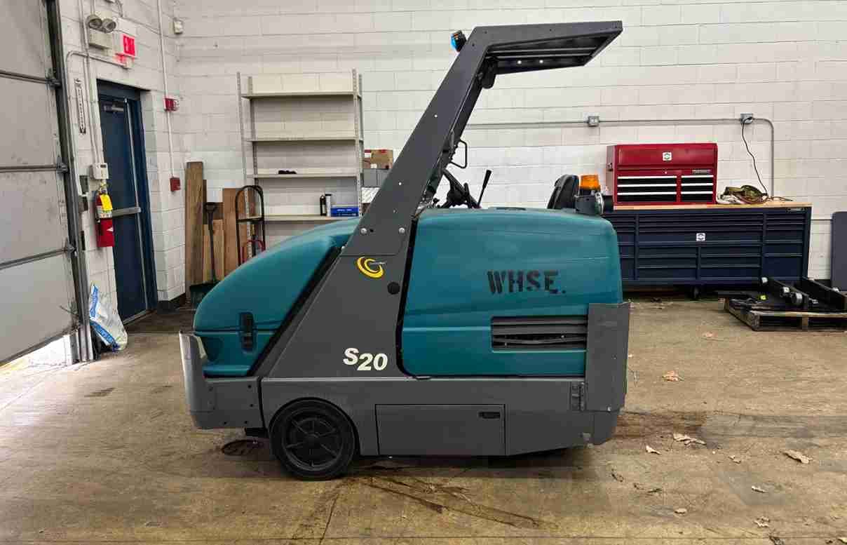 Green industrial forklift machine