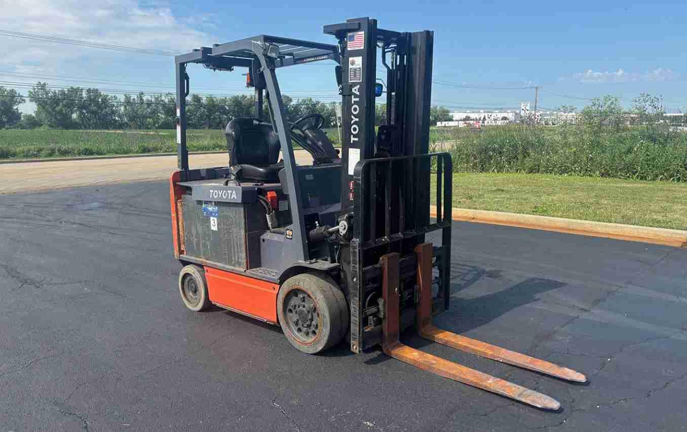 Electric forklift parked outdoors